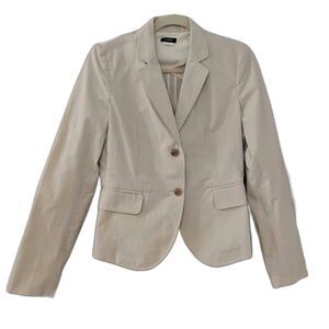 J.Crew Ivory Pinstriped Cotton English Country Tailored Summer Blazer, Size 4